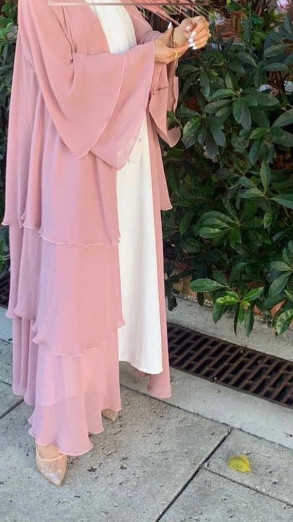 Tea Pink Layered Abaya