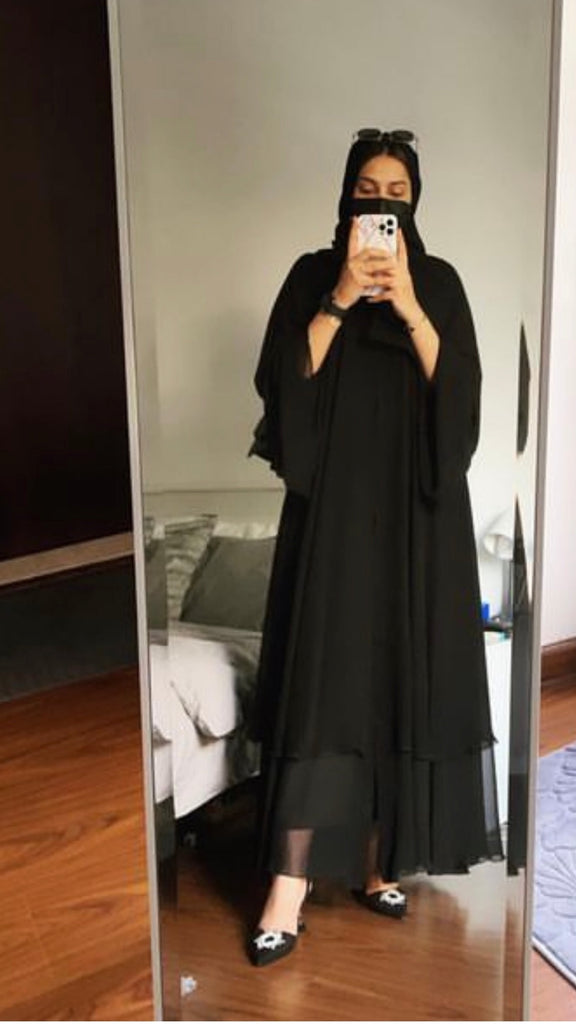 Dark deva layered abaya